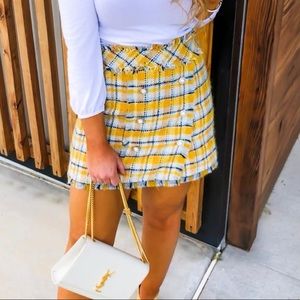 Yellow Plaid Mini Skirt